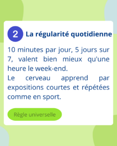 Facteur 2 de progression en écriture - la régularité quotidienne - graphothérapeute Le Chemin du Crayon